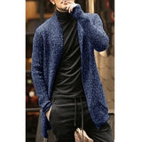 Knitted Cardigan Sweater Men 2020 Autumn Mens Long Sweater Jacket Casual Slim Fit Trench Knitwear Sweaters Streetwear Tops Gray