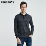 COODRONY Brand Sweater Men Spring Autumn Wool Pullover Business Casual Turn-down Collar Pull Homme Striped Knitwear Shirt C1059